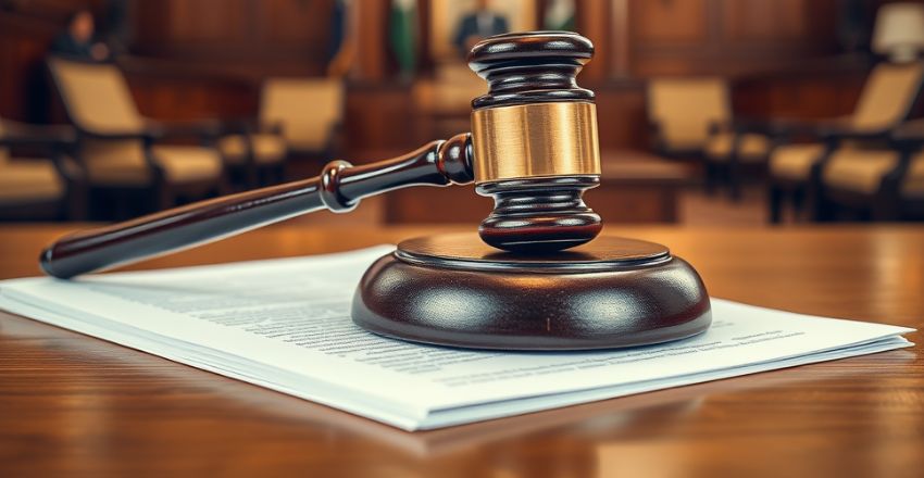 Gavel and stack of financial reports symbolizing accountability